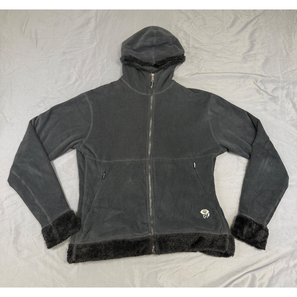 Mountain Hardwear Womens L Black Fleece Faux Fur Lined Full Zip Hoodie Jacket